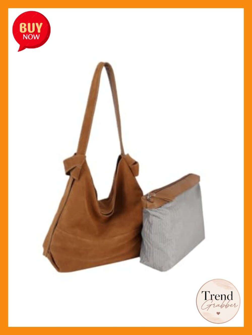 Genuine Suede Hobo Bag 2-in-1 Tote with Detachable Pouch